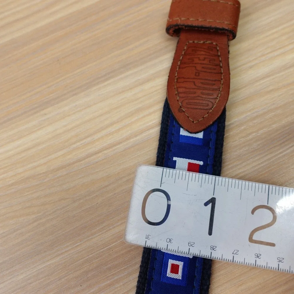 ZEP PRO Canvas Belt Mens 40 L Navy Nautical Flag Leather Solid‎ Brass Buckle USA